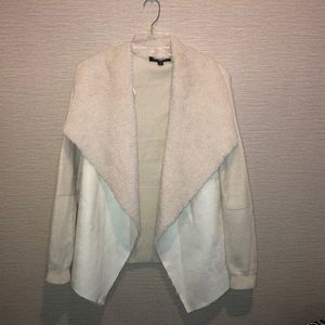 Faux fur and suede cardigan